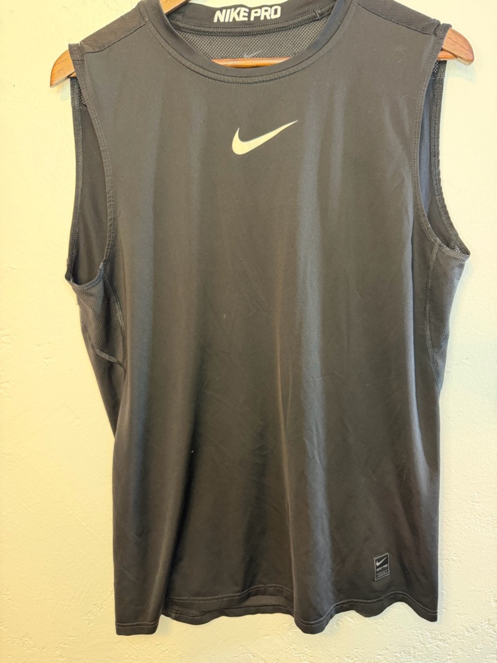 Nike Pro Black Sleeveless Tank Top with White Swoosh